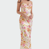 Veronika Elegantní Vestido Largo Přiléhavé Květinové