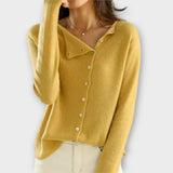 Eva Elegantní Cardigan Tmavěšedý Asymetrické Knoflíky