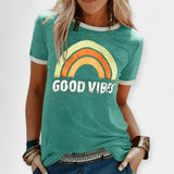 Magdaléna Sofistikovaná Tričko Good Vibes Pozitivní