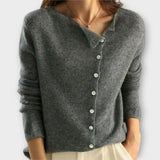 Eva Elegantní Cardigan Tmavěšedý Asymetrické Knoflíky