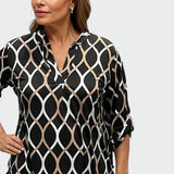 Karolína Elegantní Halenka Dlouhý Rukáv Rukáv Geometrický