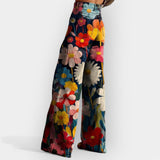 Magdaléna Sofistikovaná Pantalón Floral Pierna Ancha