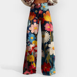 Magdaléna Sofistikovaná Pantalón Floral Pierna Ancha