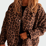 Věnceslava Sofistikovaná Leopardí Bunda Se Knoflíky
