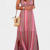 Jeni | Dlouhé boho šaty s halter výstřihem a kmenovým potiskem